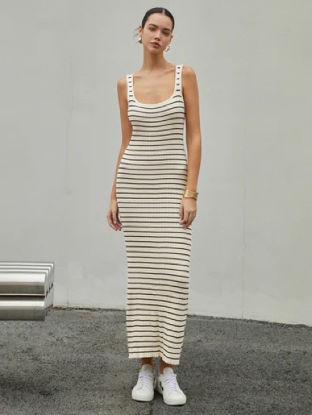 NWT Commense Old Money Stripe Knit Maxi Dress